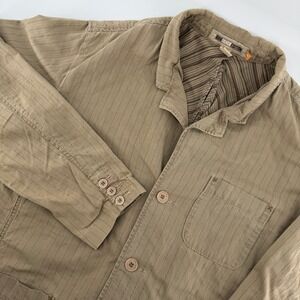 Vintage Quiksilver Edition Chore Jacket Mens M Tan Brown Striped Herringbone